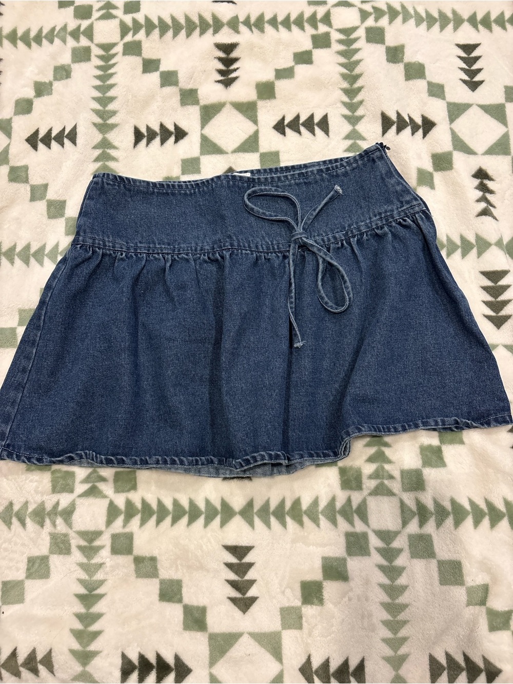 Le Lis Denim Tie-Waist Circle Skirt - Blue